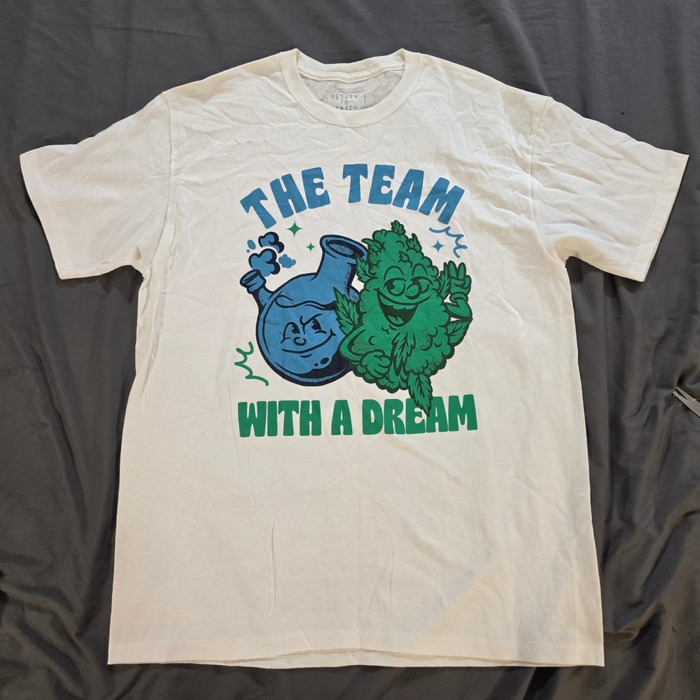 Return To Sender Mens The Team With A Dream Graphic T-Shirt White Large Cannabis